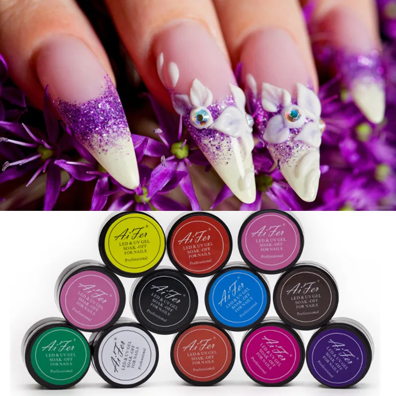 

Saviland 1pcs Carve Patterns Gel 3D Bright Colors UV Gel Glitter Miniature Sculpture Nail Art Modelling Painting Decor