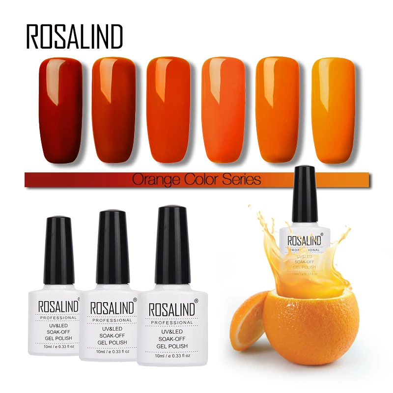 

ROSALIND Gel 1S 10ml Orange Color Series Gel Nail Polish UV LED Glitter Manicure Gel Varnish Vernis Semi Permanant Nail Art