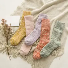 1 пара Хлопковых Носков для женщин; сезон осень-зима; повседневные толстые вязаные забавные модные носки для девочек; Рождественский подарок; милые женские носки с героями мультфильмов