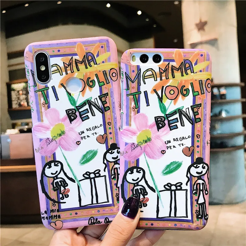 

ZRICKIE Cute Colorful Graffiti Pattern Case For Xiaomi 8 8SE Hard Matte PC Back Cover For Xiaomi A1 A2 5X 6X NOTE3 Fundas Coque
