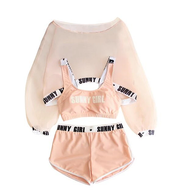 Танкини, набор, новинка, для девушек, с буквенным принтом, купальник, сексуальный, тонкий, милый, для девушек, четыре части, бикини, наборы, шорты, купальник, купальник, бикини