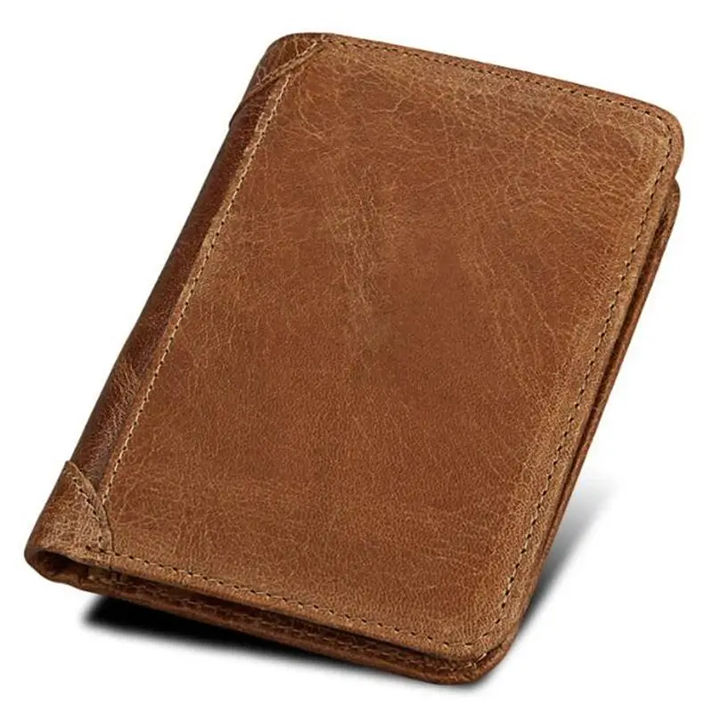Crazy Horsehide кожаные мужские кошельки из натуральной кожи RFID дизайнерский мужской