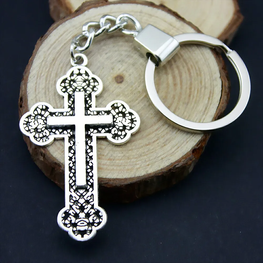 

Home Decor Metal Crafts Party Favors cross Pendants DIY Car Key Ring Holder Souvenir For Gift