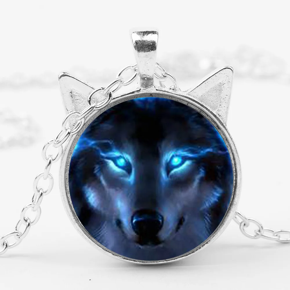 SONGDA черное Скандинавское ожерелье Wiccan Wolf подвеска чокер Цепочка Воротник стекло кабошон с фото цепочка массивное ожерелье
