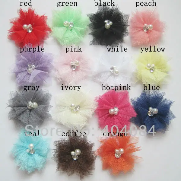 Повязка на голову из тюля с цветами 2 5 дюйма 30 шт./лот|mesh flower|headband accessoriesmesh tulle flowers |