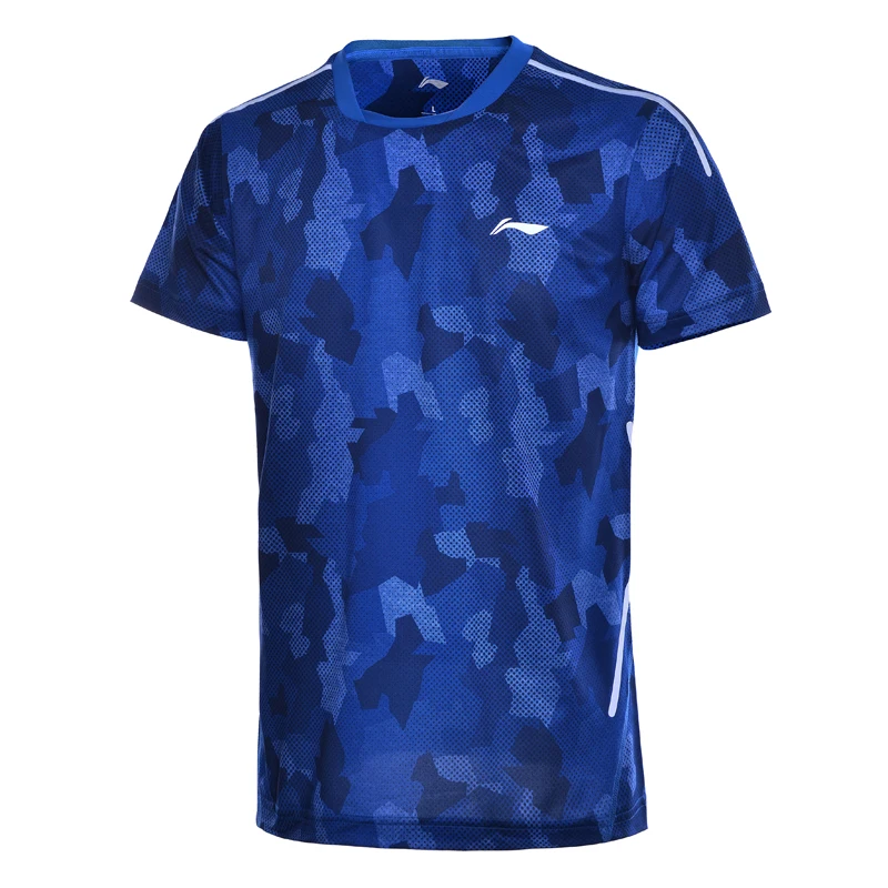 Li-Ning, мужские футболки для бадминтона, обычная посадка, полиэстер, для фитнеса, комфортная подкладка, дышащие футболки, топы AAYN171 MTS2755
