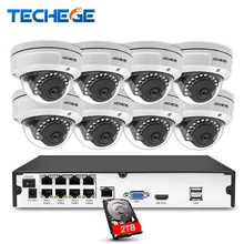 Techege 8CH 1080P POE NVR Video Surveillance Camera System 2MP HD Network IP Camera Weatherproof Vandalproof CCTV NVR System