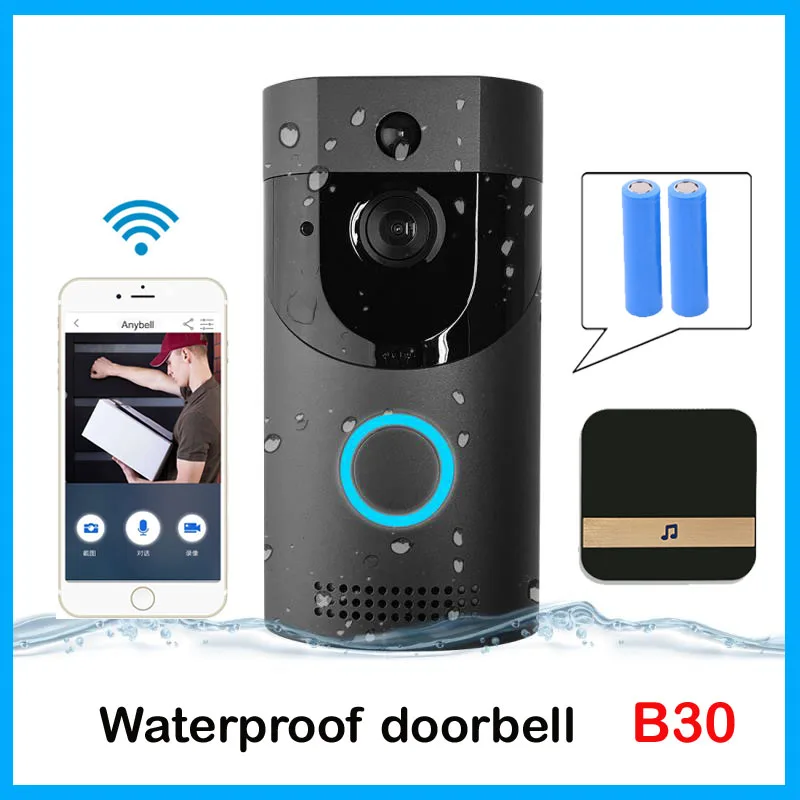 

B30 WIFI Doorbell Security Doorbell IP65 Waterproof Smart Video Door Chime 720P Wireless Intercom FIR Alarm IR Night Vision