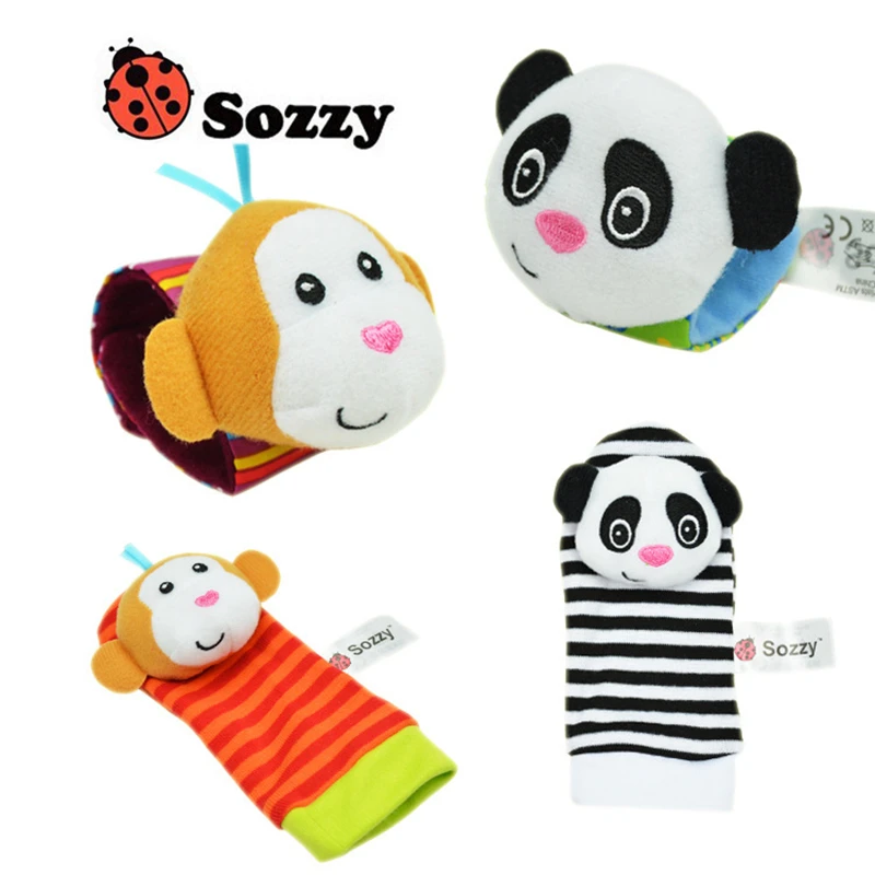 Sozzy 4 шт/партия(4 шт = 2 шт Талия+ 2 шт носки), детские погремушки Sozzy садовый Жук погремушка и носочки для ног