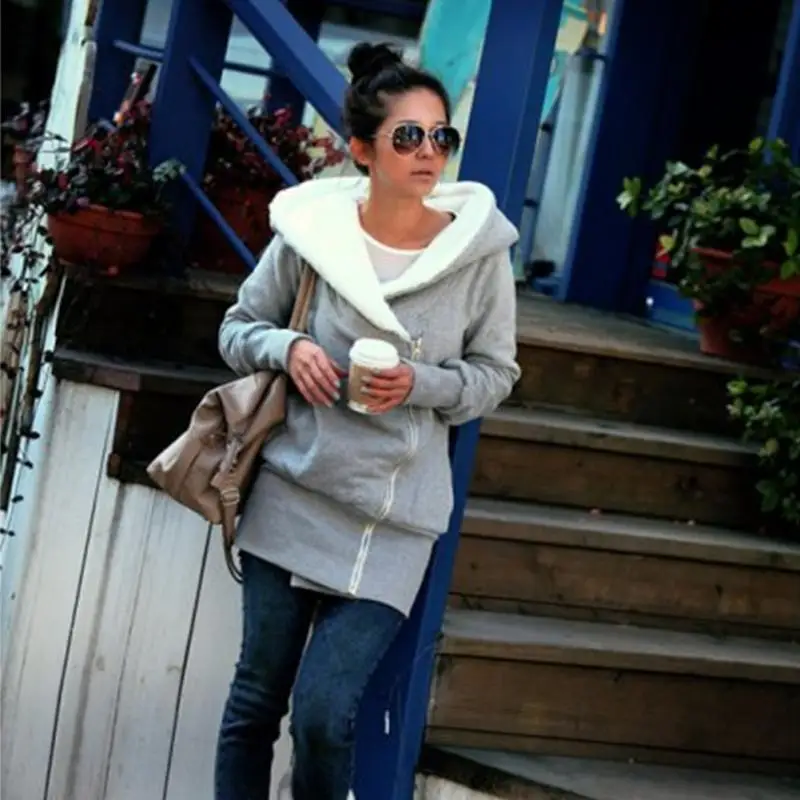 Женская флисовая толстовка с капюшоном на молнии теплая Повседневная Верхняя