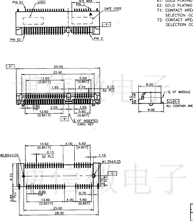 10 шт. мини PCIE PCI-E разъем msata гнездо 52pin Высота: 4,0 мм 5,2 мм 5,6 мм ROHS