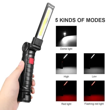 

Portable Folding COB LED Work Light Battery Powered With Magnetic Base Hanging Hook 180° Rotate And 5 Working Modes Emergency