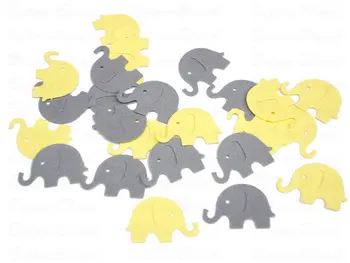 

Yellow and Gray Elephant punch die cut Confettis birthday wedding bridal baby shower party Table scatters scrapbooking