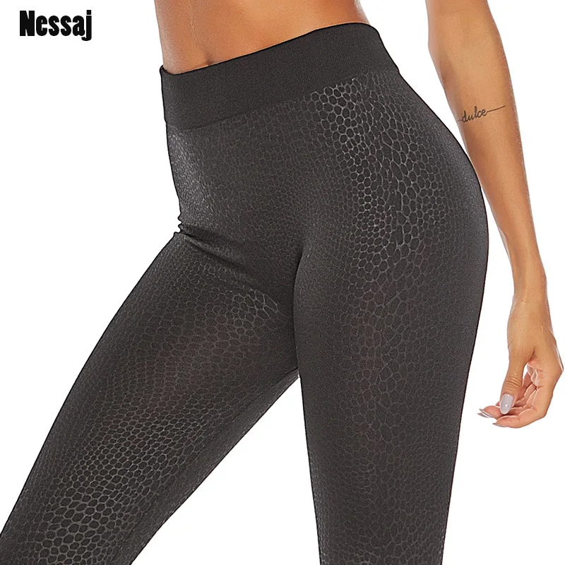 

Nessaj Fashion Seamless Black Leggings Women Snake Skin High Waist Sexy Push Up Pants Fitness Workout Skinny Plus Size Leggings
