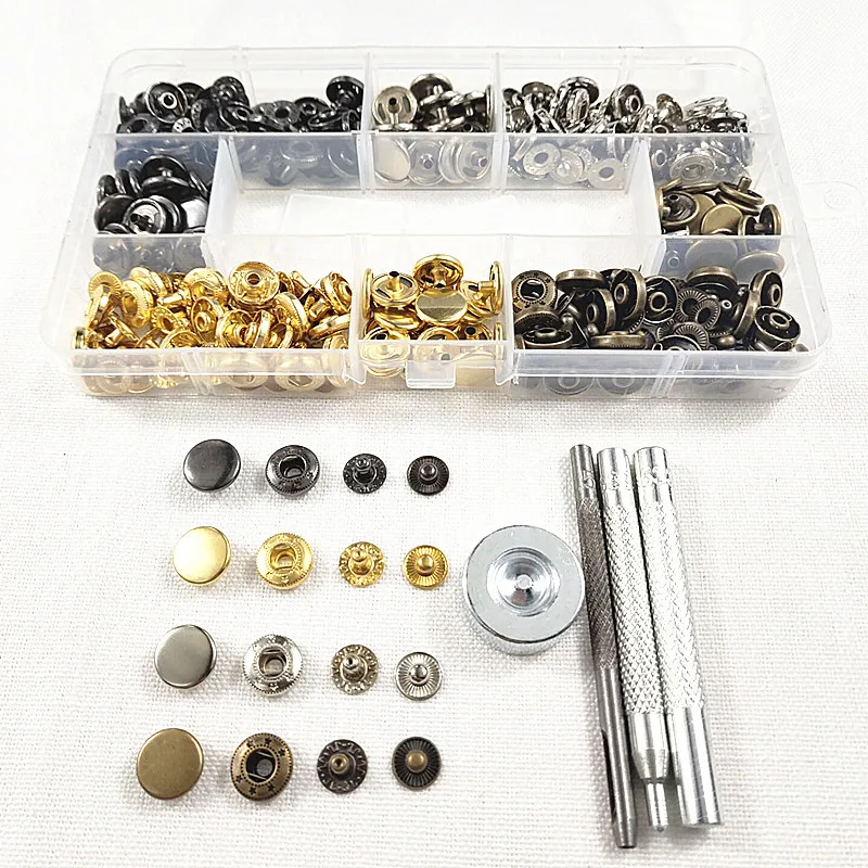 

40/80sets 633 Snap Buttons Metal Copper Fastener Press Stud Buttons DIY Sewing Leather Craft With Fixings Installation Tool Kit