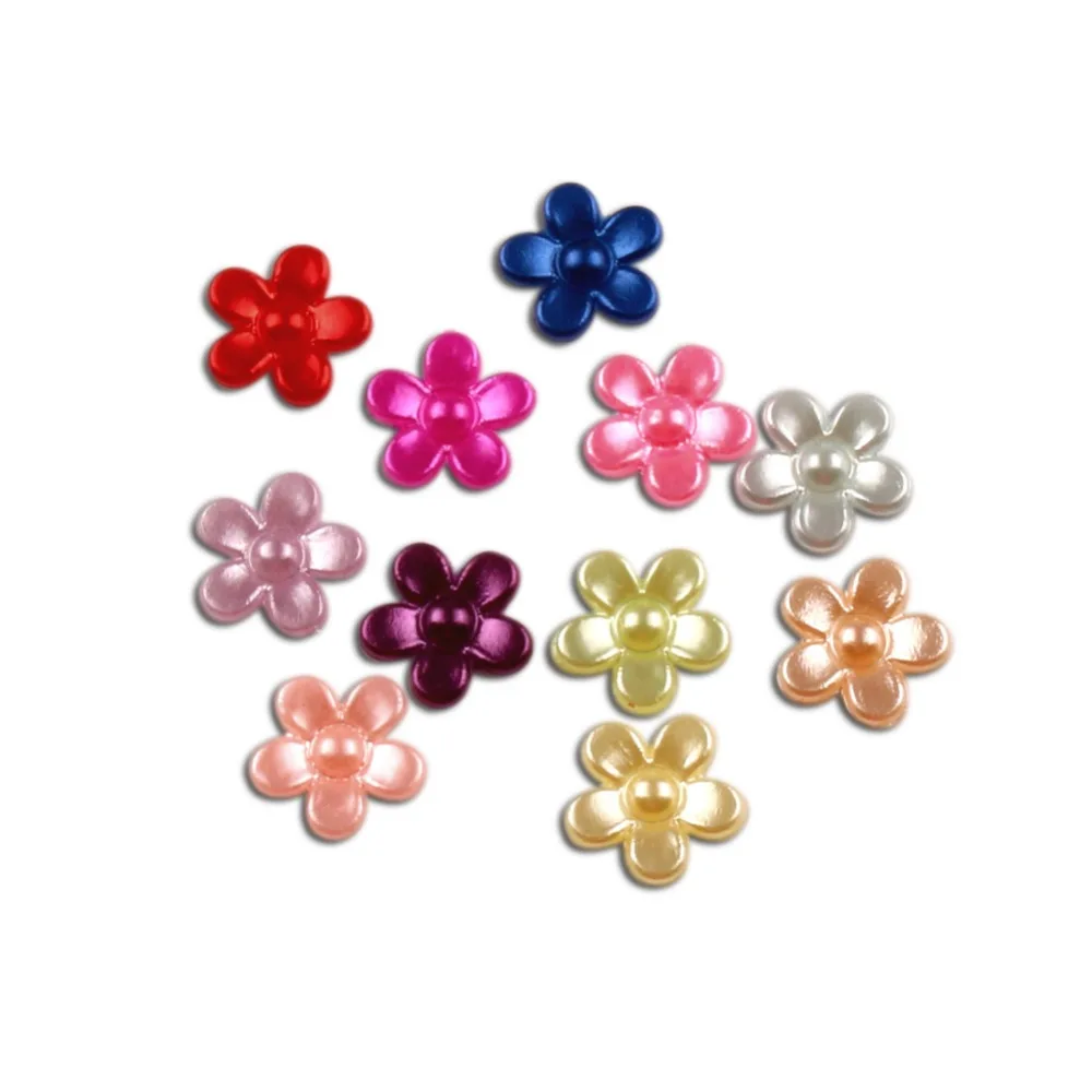 

200Pcs Mixed Flower Pearl Decoration Craft Flatback Cabochon Embellishments For Scrapbooking Beads Kawaii Diy Accessories 12mm