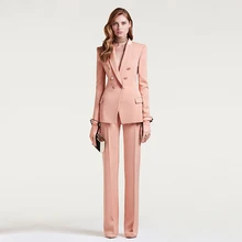 Jacket+Pants Womens Business Suit Female Office Uniform Ladies Formal Trouser Suit Double Breasted Womens Tuxedo Custom jacket pants women business suits lake blue single breasted female office uniform formal evening prom slim ladies trouser suit