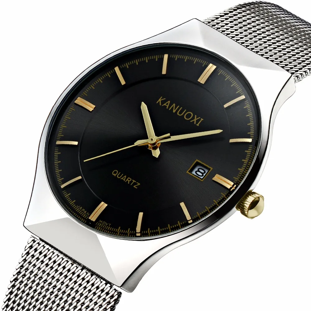Prix pour KANUOXI Nouveau Haut De Luxe Montre Hommes de Marque Hommes Montres Ultra Mince En Acier Inoxydable Maille Bande Quartz Montre-Bracelet De Mode casual montre Prix pour KANUOXI Nouveau Haut De Luxe Montre Hommes de Marque Hommes Montres Ultra Mince En Acier Inoxydable Maille Bande Quartz Montre-Bracelet De Mode casual montre