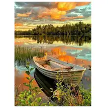 Landscape Painting For Living Room Decoration,Nightfall Lake,Drawing By Numbers Wall Art drawing the landscape