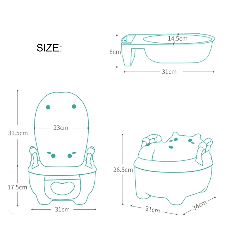 Детский горшок для унитаза, тренировочное сиденье для путешествий, Детский горшок, тренировочный мультипликационный Бегемот, портативный Детский горшок, пластиковый детский горшок