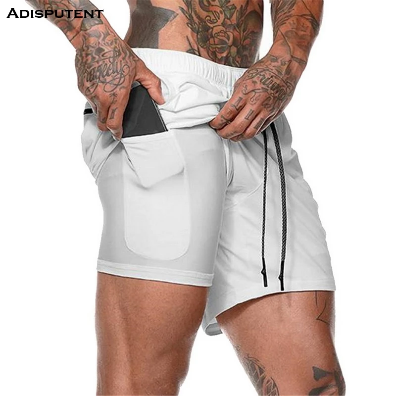 

Adisputent 2019 Gym Shorts Men Running Shorts Double-Deck Mens Fitness Bodybuilding Breathable compression Shorts Quick Drying