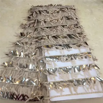 

African Lace Fabric 2019 High Quality Gold/Mesh African 3d Sequins Lace Cord Lace For Nigerian tulle Lace Fabric Party Dress