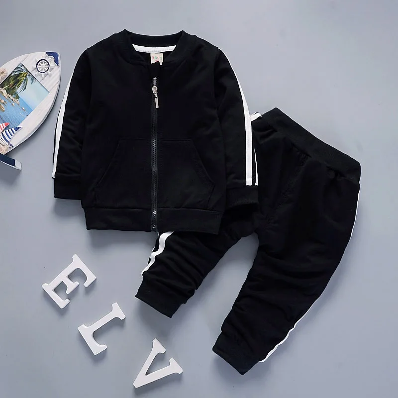 Модный весенне-осенний хлопковый спортивный комплект для маленьких мальчиков и девочек, куртка+ штаны, комплект из 2 предметов, спортивный костюм для мальчиков, комплект одежды для малышей, комплект для малышей