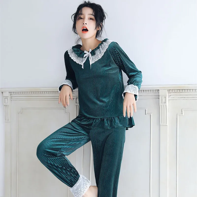 

Fdfklak Home Clothes Autumn Winter Pyjamas Women Sleeping Set New Flannel Long Sleeve Sleepwear Pajamas Pijama Mujer Q1424