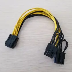 10 шт./лот PCI-E видео Графика карты 6Pin двойной 8Pin (6Pin + 2Pin) сплиттер Мощность кабель для BTC шахтера DIY 18AWG 20 см