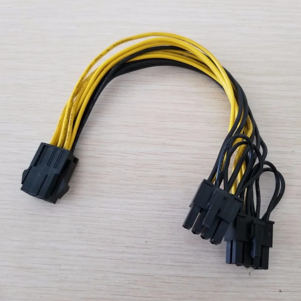 

10pcs/lot PCI-E Video Graphics Card 6Pin to Dual 8Pin(6Pin + 2Pin) Splitter Power Cable for BTC Miner DIY 18AWG 20CM