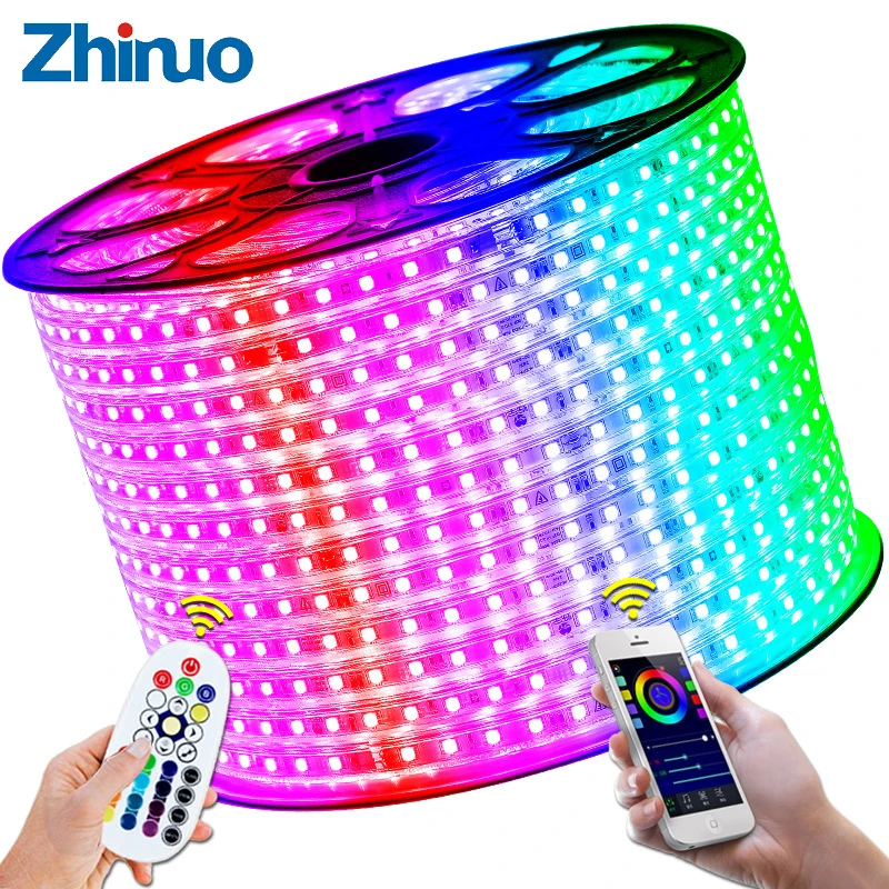 Гибкая неоновая Светодиодная лента RGB SMD5050 110 В переменного тока 1 м/5 м/10 м/20