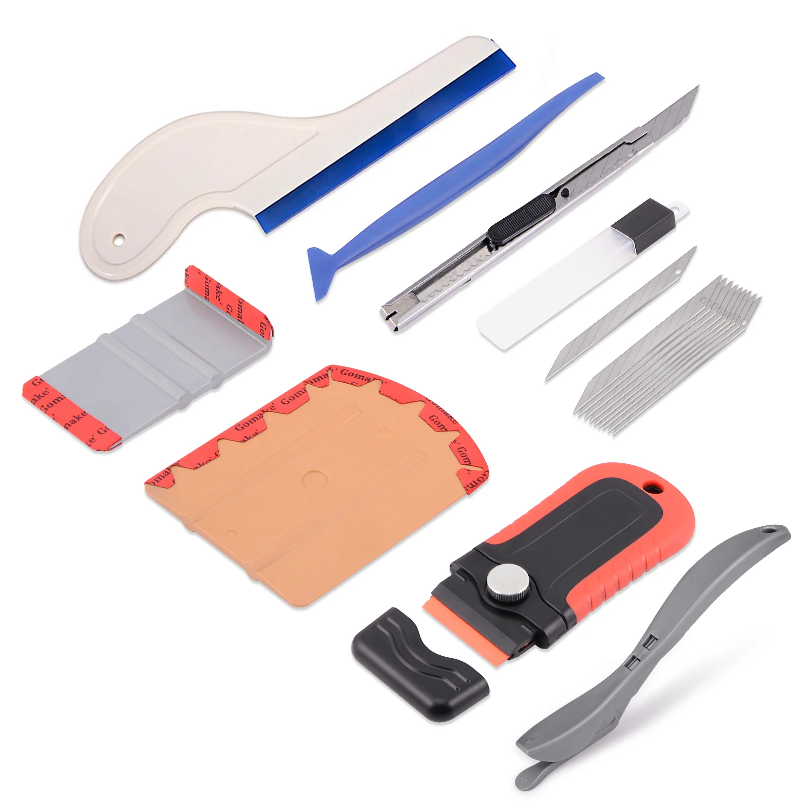 EHDIS Auto Car Tools Kit Carbon Fiber Vinyl Wrap Installation Squeegee Scraper Film Sticker Wrapping Cutter Knife Accessories