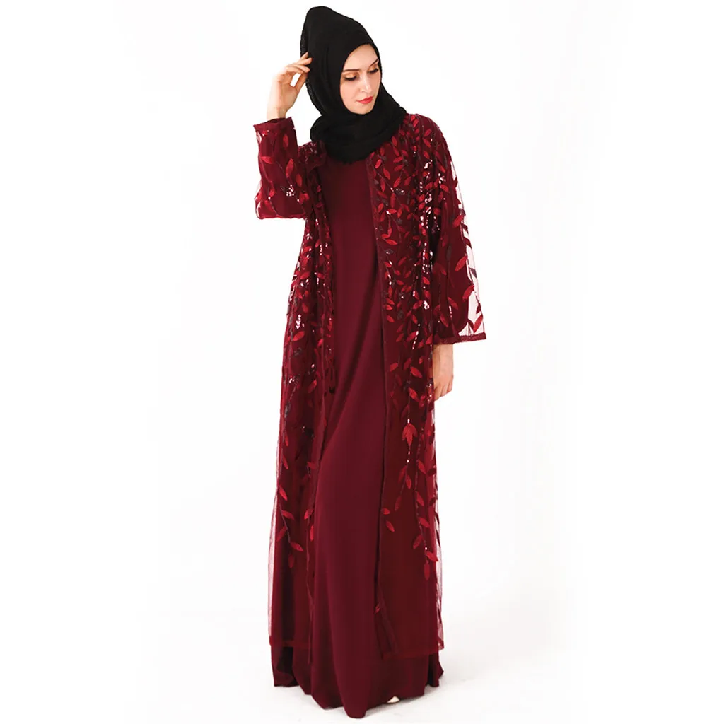 

2019 Hot sale Muslim Women Dress Islamic Long Sleeve Maxi Abaya Kaftan Arab Clothes free shipping W327