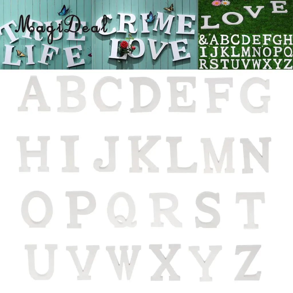 Wooden Alphabet DIY Block Words Sign Hanging Decor Letter for Home Bedroom Office Wedding Party Decor White