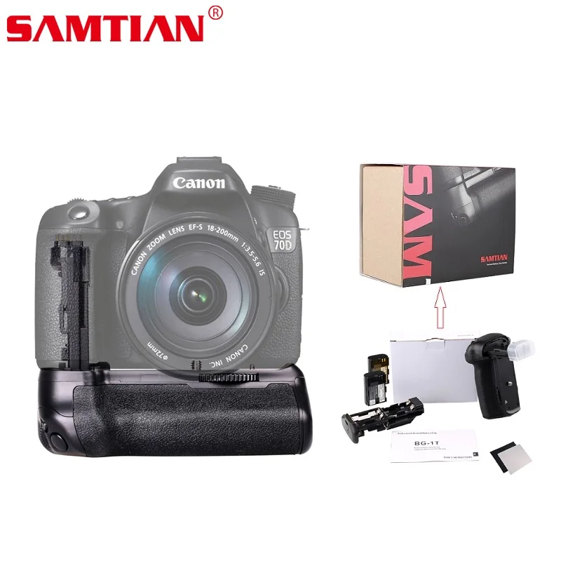 Вертикальный держатель батареи SAMTIAN для Canon EOS 70D 80D Сменный аккумулятор цифровой
