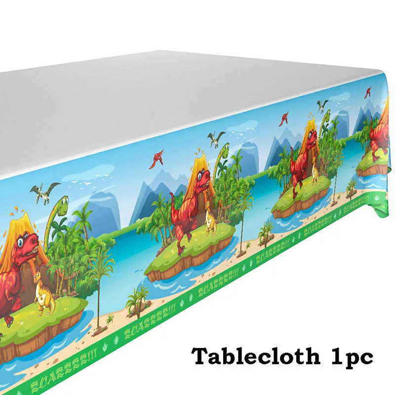 Tablecloth 1pc Мультяшный динозавр одноразовая посуда набор декор для детского дня рождения бумажные тарелки чашка гирлянды-флажки Детские приспособления для декора вечеринки - Цвет: Tablecloth 1pc