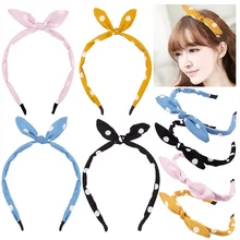 Candygirl 4pcs Polka Dot Headband Cute Bunny Rabbit Ear Ribbon Hair Headwear Bands for Women Girls Striped Headdress Candygirl 4pcs Polka Dot Headband Cute Bunny Rabbit Ear Ribbon Hair Headwear Bands for Women Girls Striped Headdress