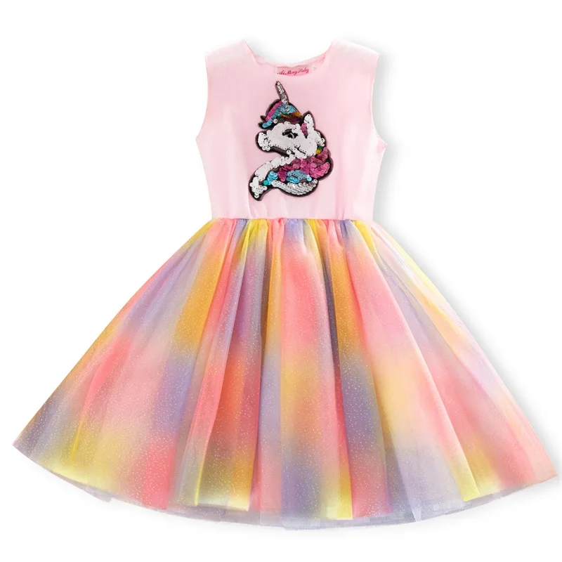 

Fancy Sequined 6 7 8 Years Kids Unicorn Dress For Girls Princess Unicorn Party Rainbow Dresses Children Baby Dresses Costume