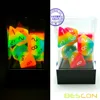 Bescon Fantasy Rainbow Glowing Polyhedral Dice 7pcs Set MIDNIGHT CANDY, Luminous RPG Dice Set Glow in Dark,Novelty DND Game Dice 5