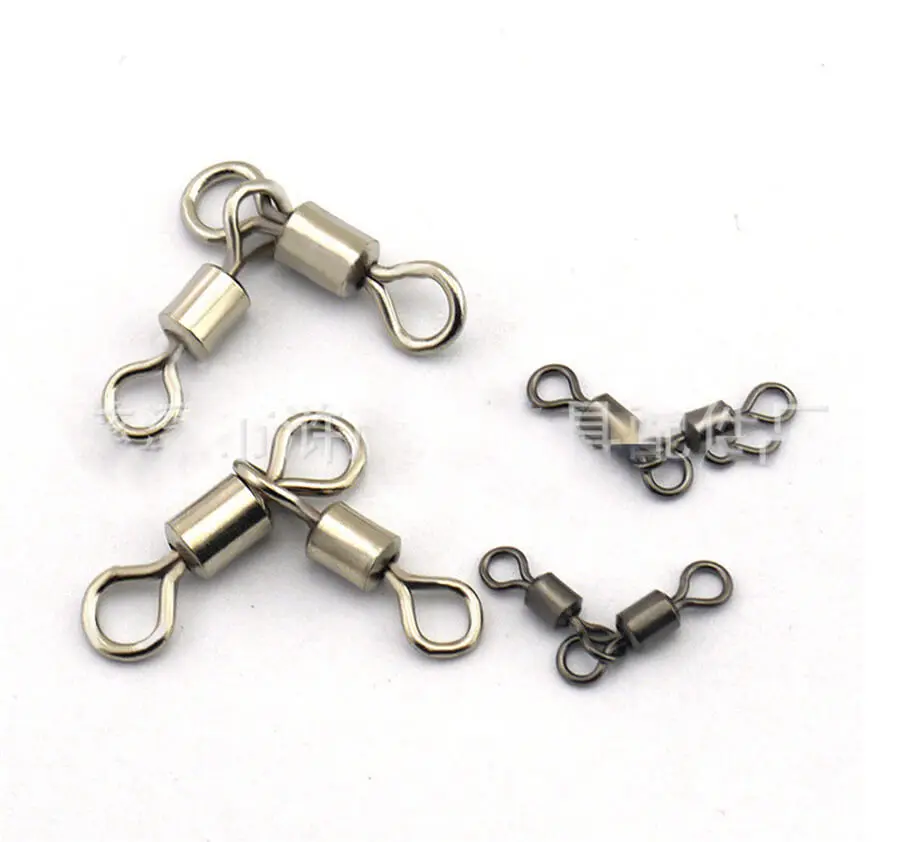 

100pcs Double Heavy Duty Fishing Ball Bearing Trolling Swivel Strong Rings Copper Stainless Steel Connector Saltwater Freshwater