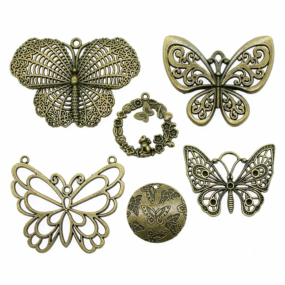 3pcs Butterfly Charms Big Butterfly Charms Antique Bronze Color