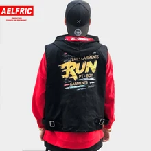 AELFRIC жилет для мужчин хип-хоп куртка без рукавов с 3d принтом буквы уличная мода приталенное пальто карманы хип-хоп тактические куртки KJ303