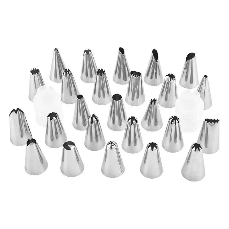 

27 Pieces / Set Stainless Steel Icing Nozzle Set Decorating Mouth Set Plastic Coupler Cake Decorating Tool
