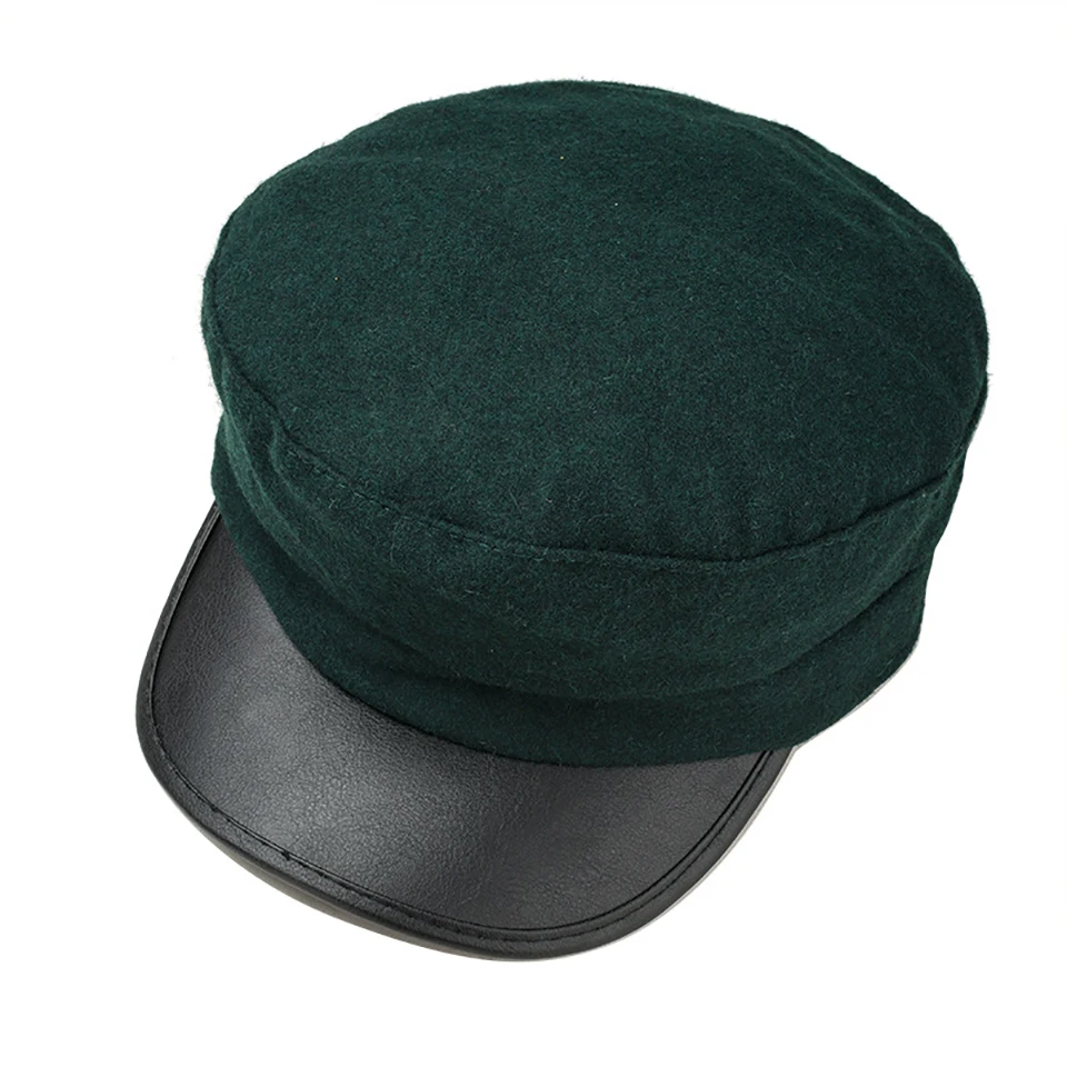 Модная русская популярная женская темно-синяя кепка в стиле милитари, Лоскутная Кепка из ПУ кожи с полями для женщин, высококачественная повседневная Кепка