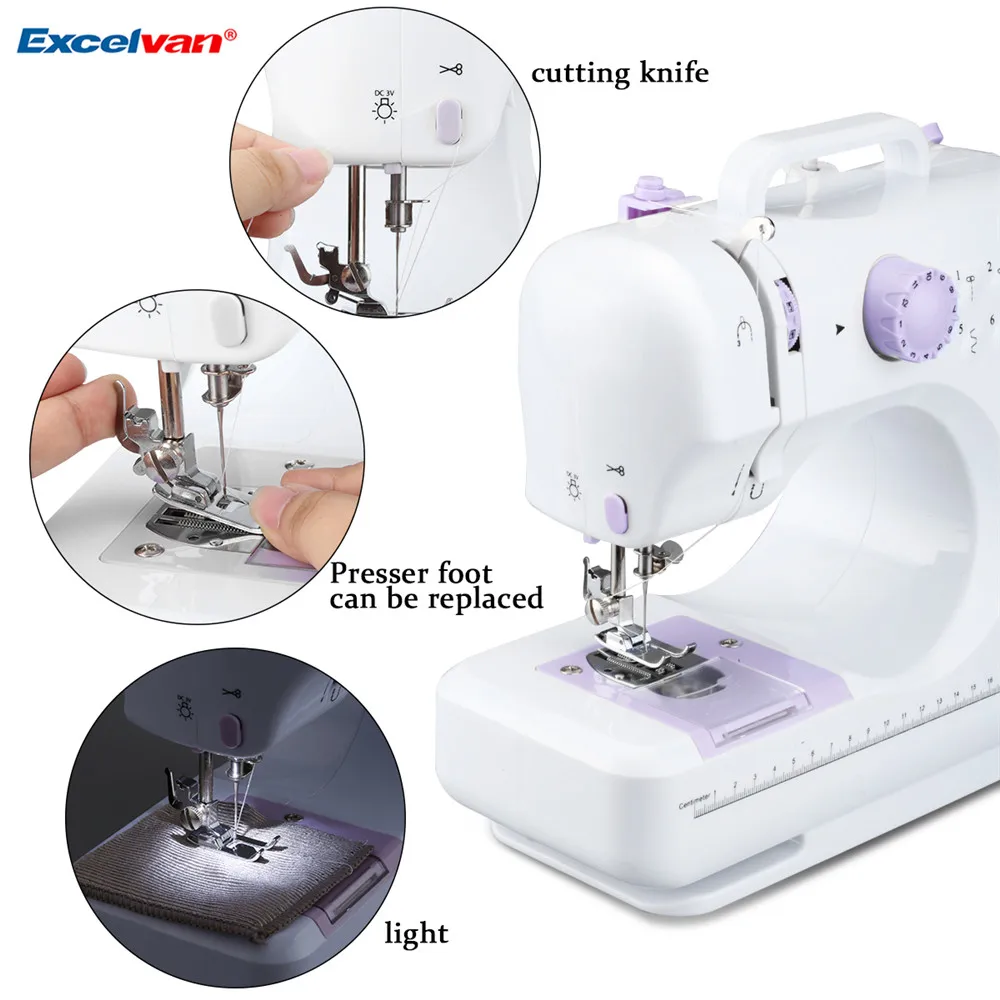 ExcelvanMini Handheld sewing machines Dual Speed Double Thread Multifunction Electric Automatic Tread Rewind Sewing Machine Gift3