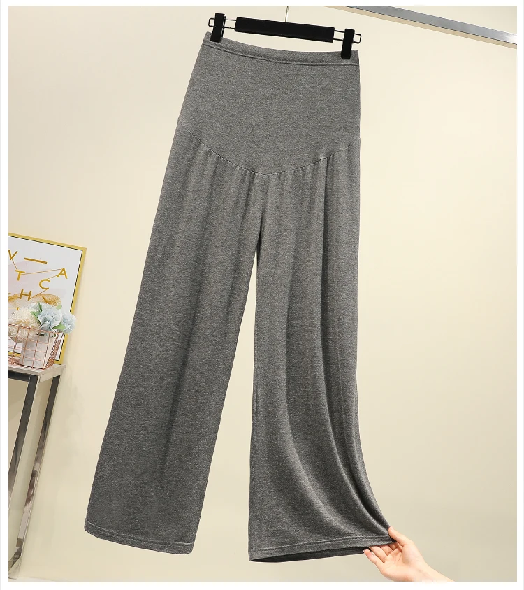 Summer New Modal Maternity Pants Clothes for Pregnant Women Solid Color Wide Leg Trousers Plus Size Comfortable Pregnancy Pants