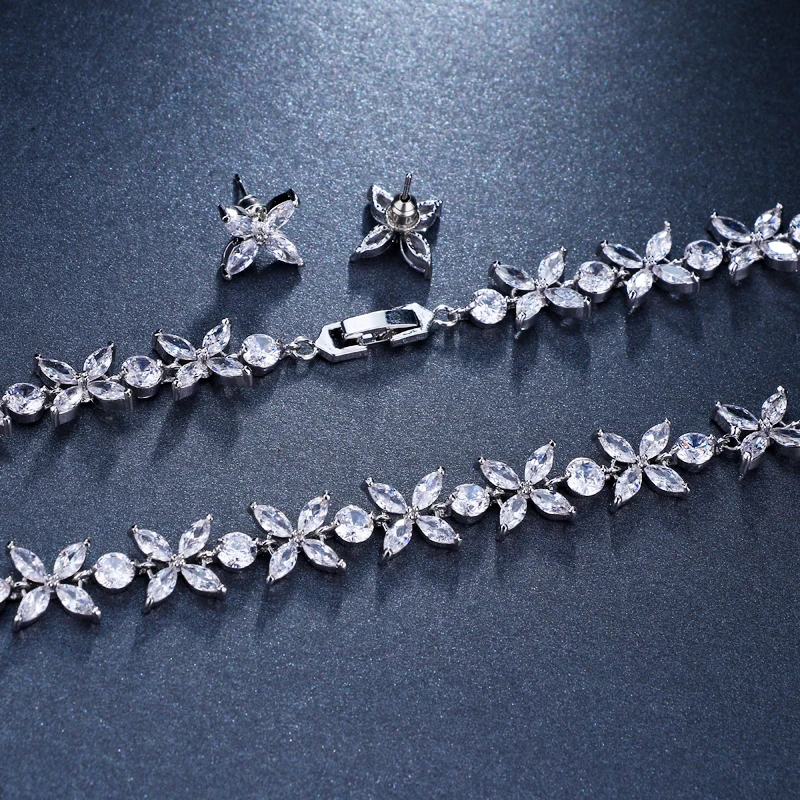 Emmaya Zircons Stunning Crystal Necklace and Earrings Luxury Bridal Party Jewelry Set For Wedding Evening Gift Bridal Jewelry Sets