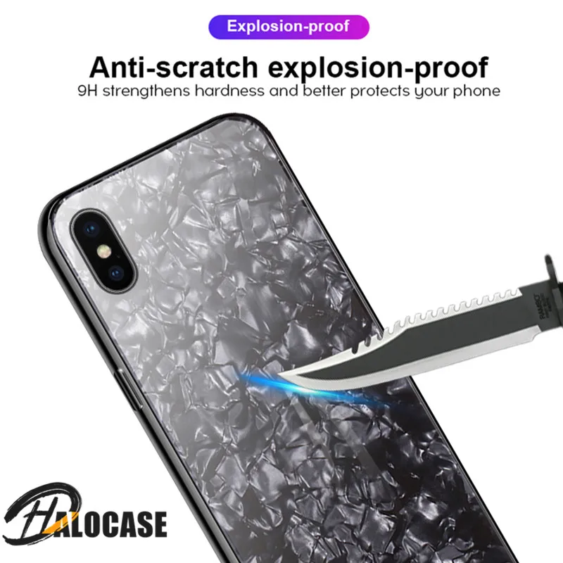 Роскошный чехол с мраморным закаленным стеклом для iPhone X приятный жесткий