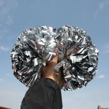 

10pcs Cheerleading Pom Plastic Silvery 1,000*3/4" Wide Streamers Pompon