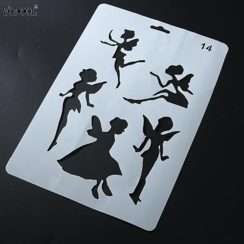 

Hollow Angel DIY Stencils Ruler Plastic Template Scrapbooking Photo Album Journal Wall Drawing Painting Pochoir Tool Stationery